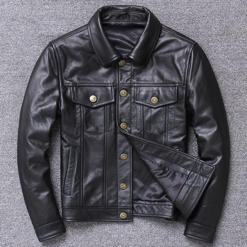 Leather men's short motorcycle suit