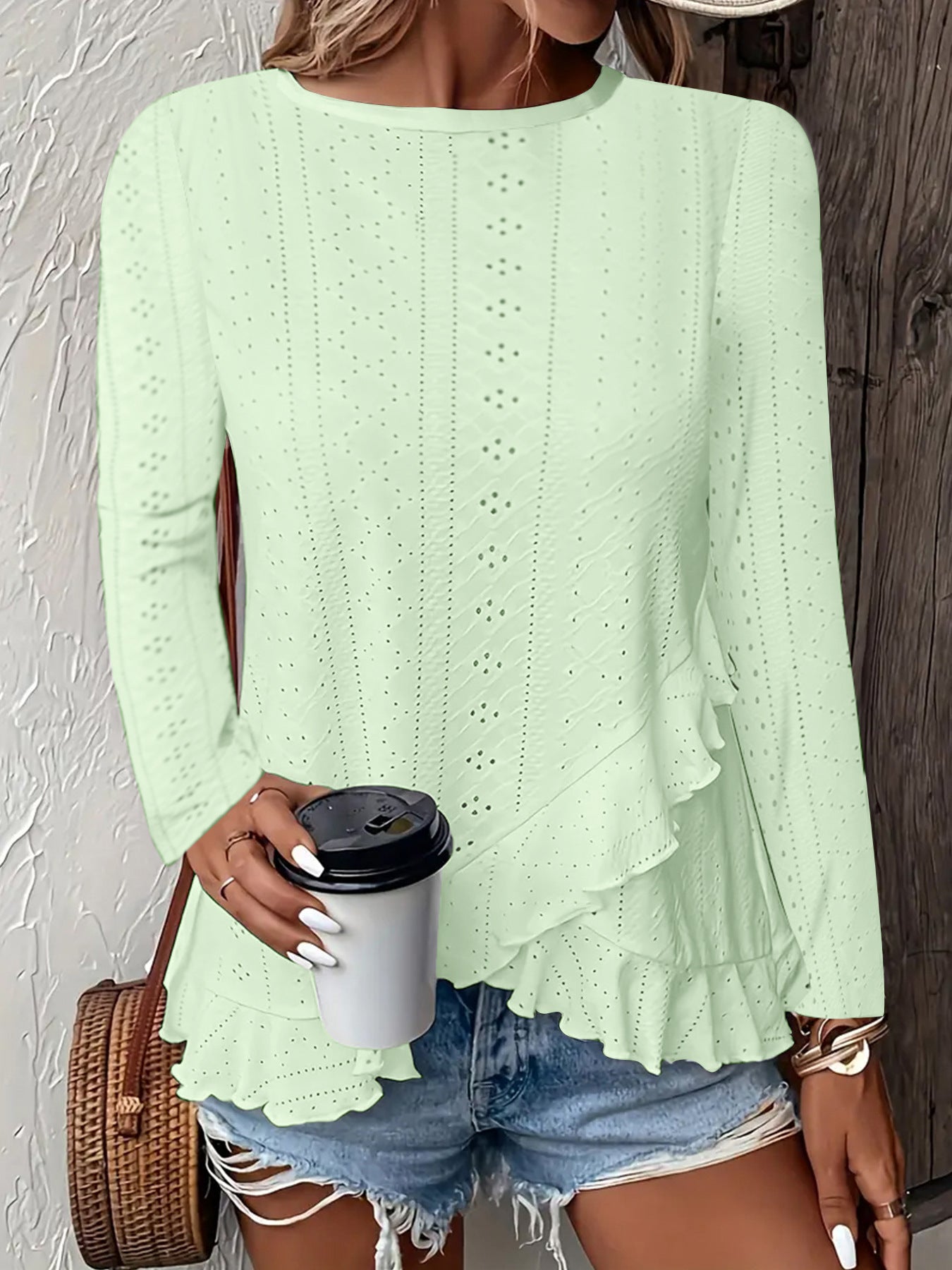 Casual Solid Color Long Sleeve Round Neck