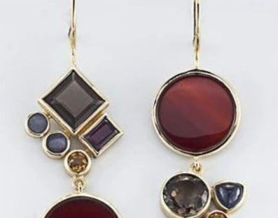 Minimalist Geometric Earrings Asymmetrical Ink Painting Stud Earrings