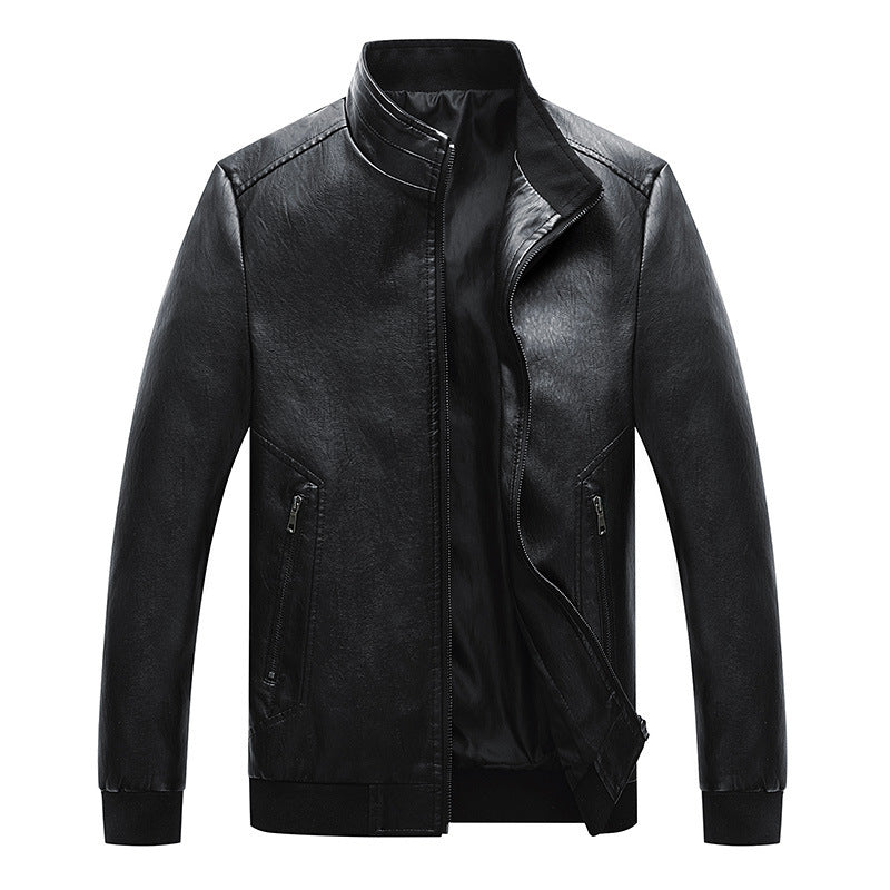 Spring And Autumn New Men's Washed PU Leather Jacket