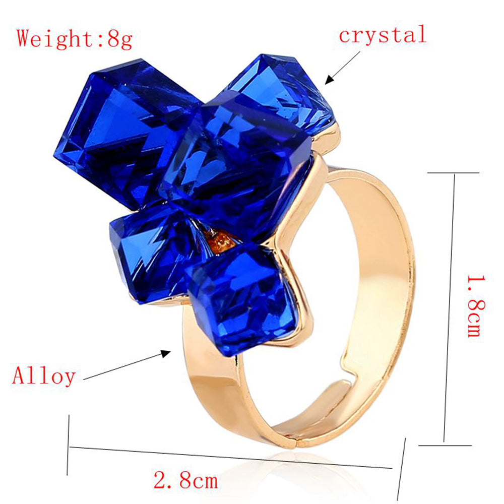 1PC Women's Fashion Statement Ring - Creative Elegant Magic 3D Cube Crystal-Embedded Index Finger Ring, Multi-Color Options, Perfect For Daily Wear & Gifting