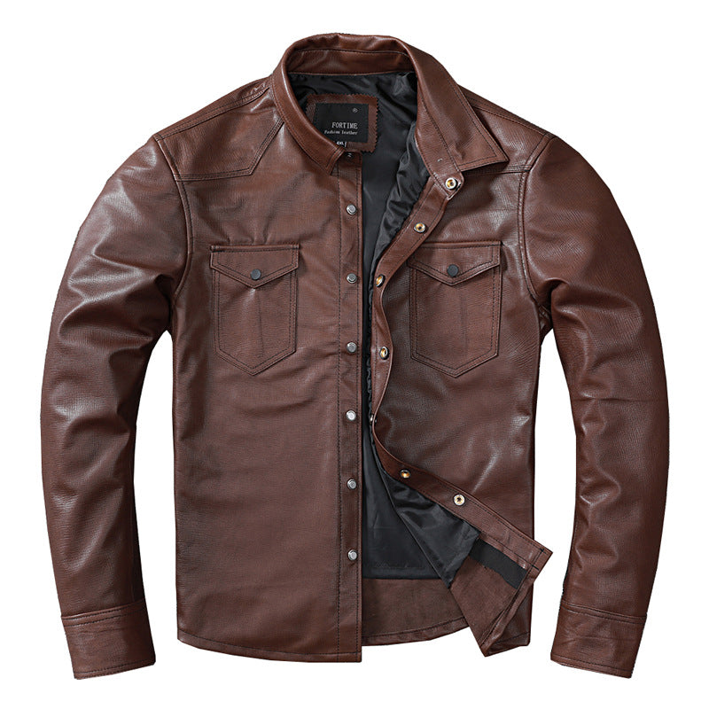 Sheepskin Genuine Leather Clothes Men's Shirt
