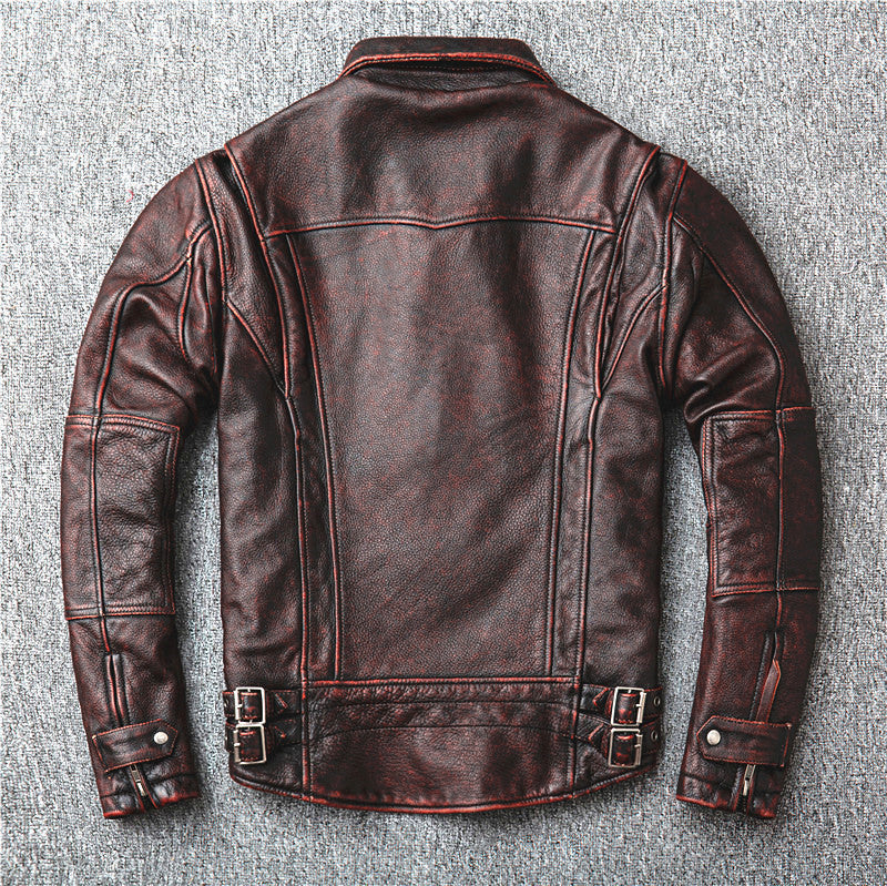 Retro Distressed First Layer Cowhide Leather Men's