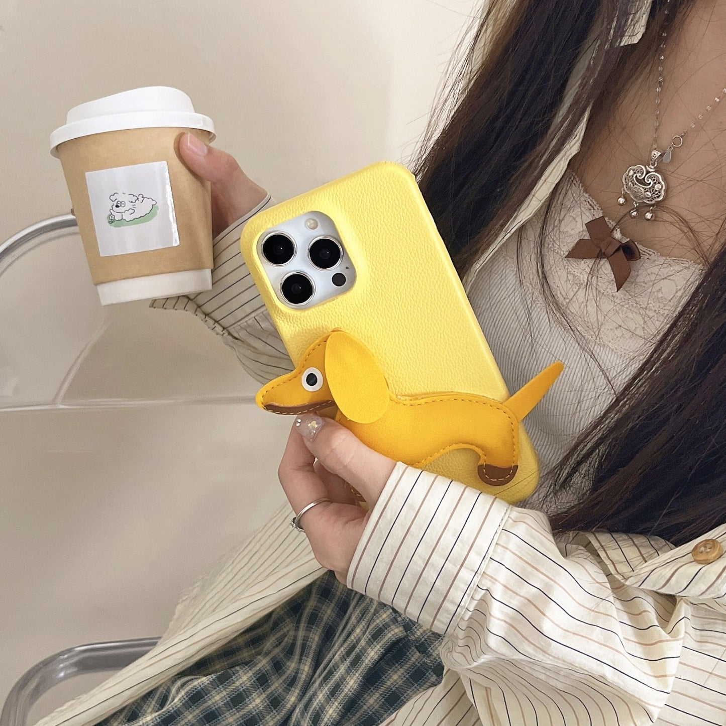 Creative Three-dimensional Leather Sausage Dog Phone Case