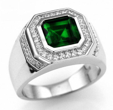 Mens Two-Tone Electroplated Inlaid Oval Ring