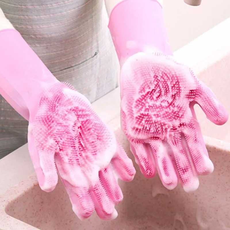 Product Name: Silicone Cleaning Gloves Color: Pink,Blue,Gray,Purple,Green Size:25*18cm Material: Silicon