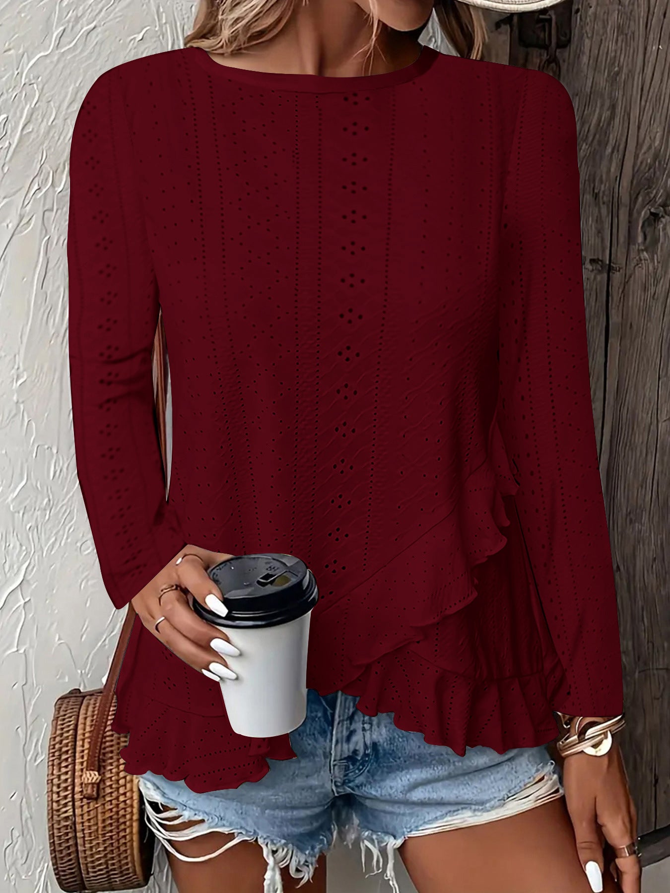 Casual Solid Color Long Sleeve Round Neck