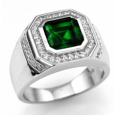 Mens Two-Tone Electroplated Inlaid Oval Ring