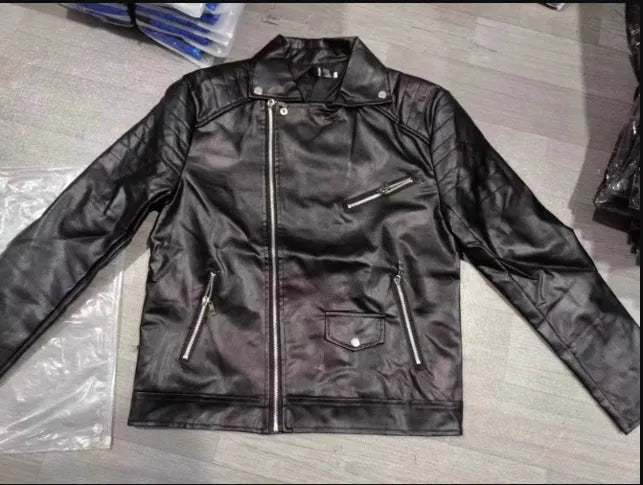 Men's PU Punk Stand Collar Leather Jacket
