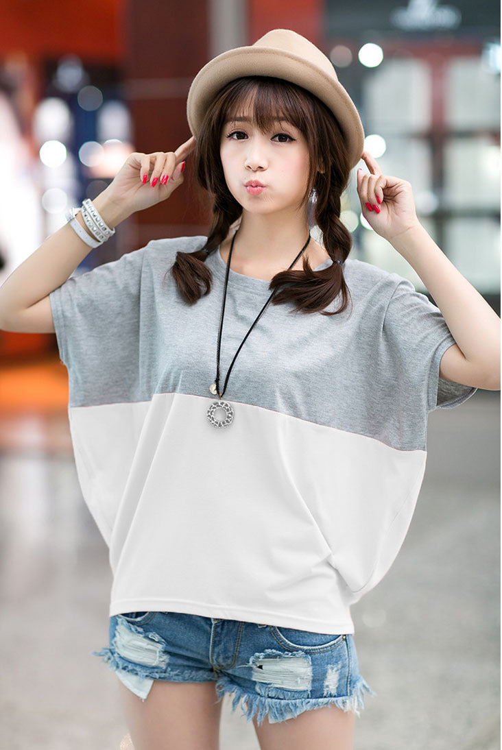 Loose-fitting Batwing Sleeve Shirt Student Women's Short Sleeve