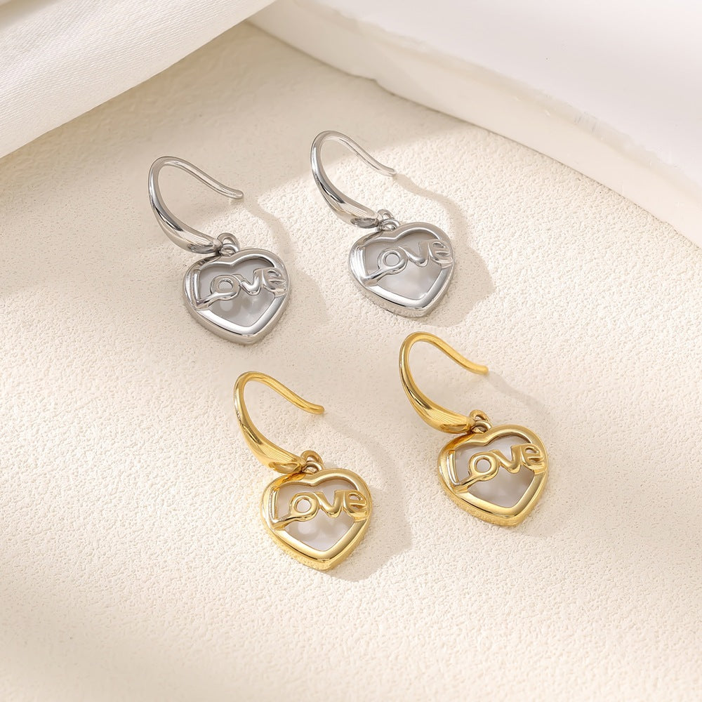 Love Simple Stainless Steel Pendant Earrings