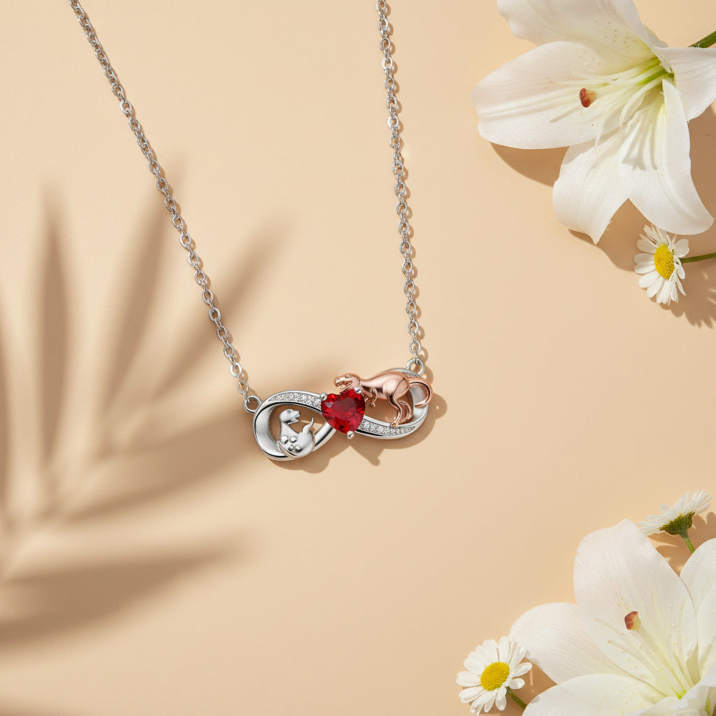 High-end Diamond-studded Necklace With A Side Chain That Wont Fade