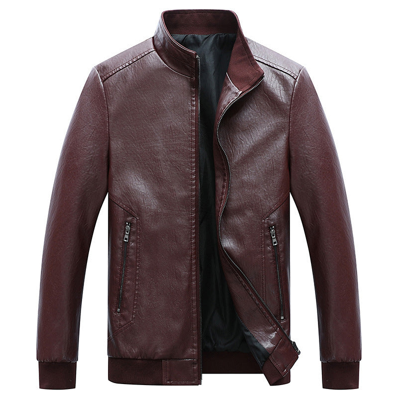 Spring And Autumn New Men's Washed PU Leather Jacket