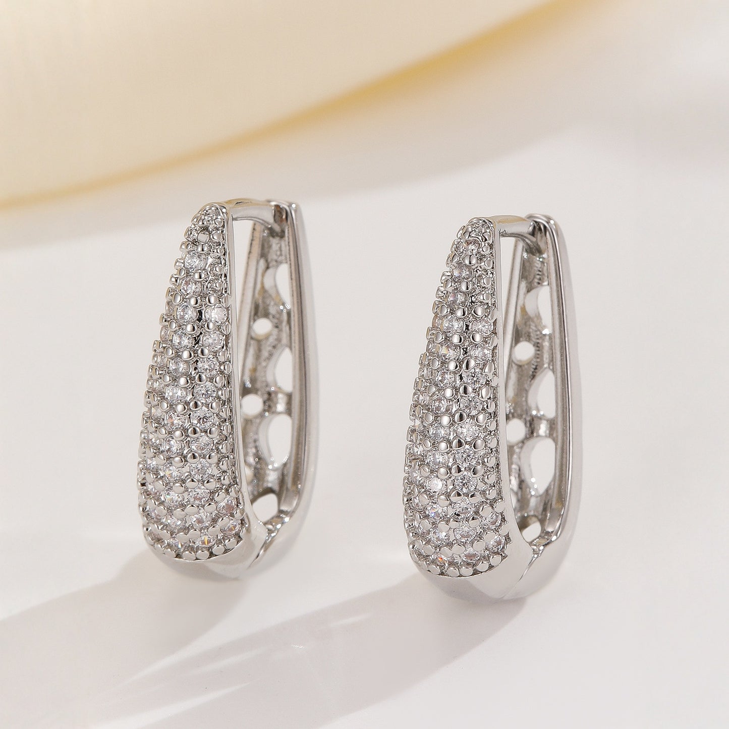 Elegant Temperament With Full Diamond Copper Earrings