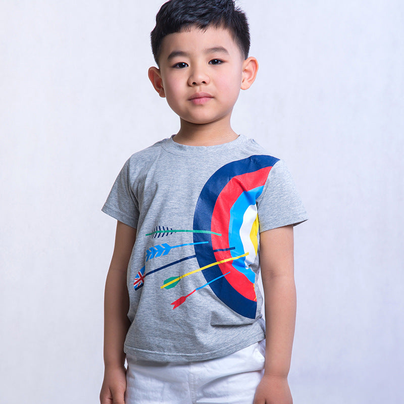 CUHK Boys' Cartoon Printed Children's T-shirt Trendy Children's Short-sleeved T-shirt
