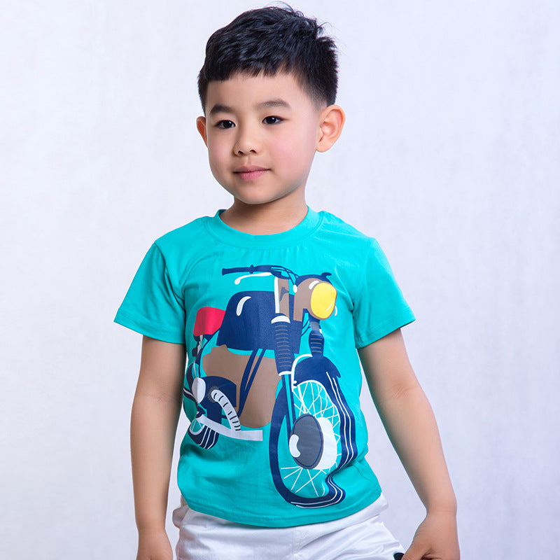 CUHK Boys' Cartoon Printed Children's T-shirt Trendy Children's Short-sleeved T-shirt