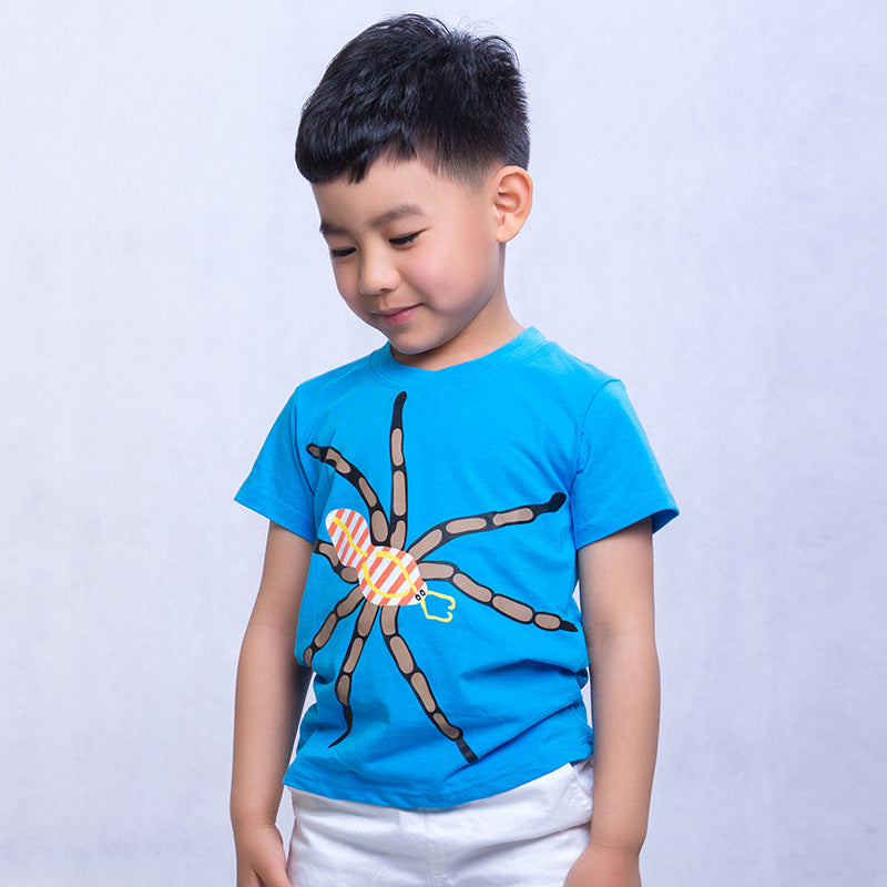 CUHK Boys' Cartoon Printed Children's T-shirt Trendy Children's Short-sleeved T-shirt