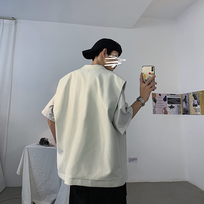 Leather Vest Port Style All-match Solid Color Casual Jacket