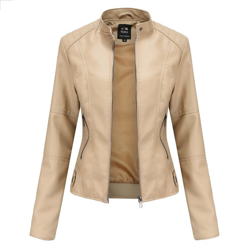 Women'S Leather Dress Slim Jacket Spring Autumn Coat
