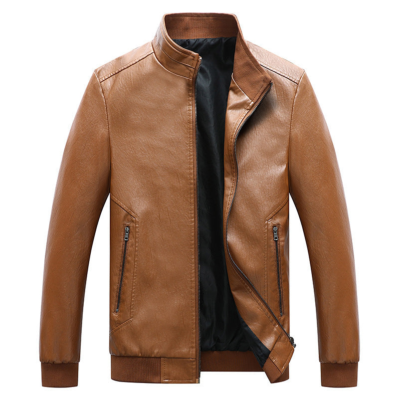 Spring And Autumn New Men's Washed PU Leather Jacket