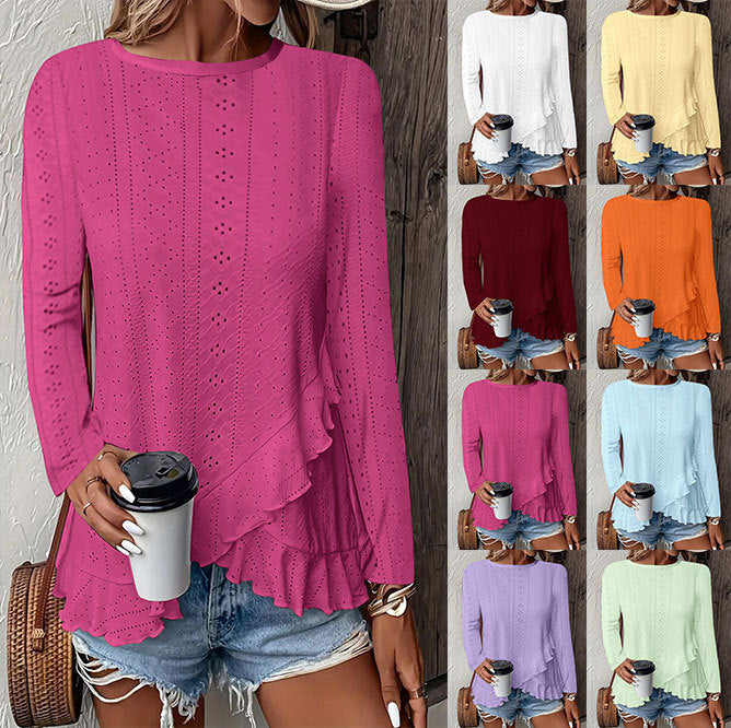 Casual Solid Color Long Sleeve Round Neck