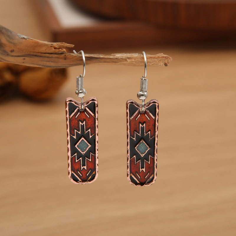 Bohemian Western Wind Crafted Oil-Drip Earrings