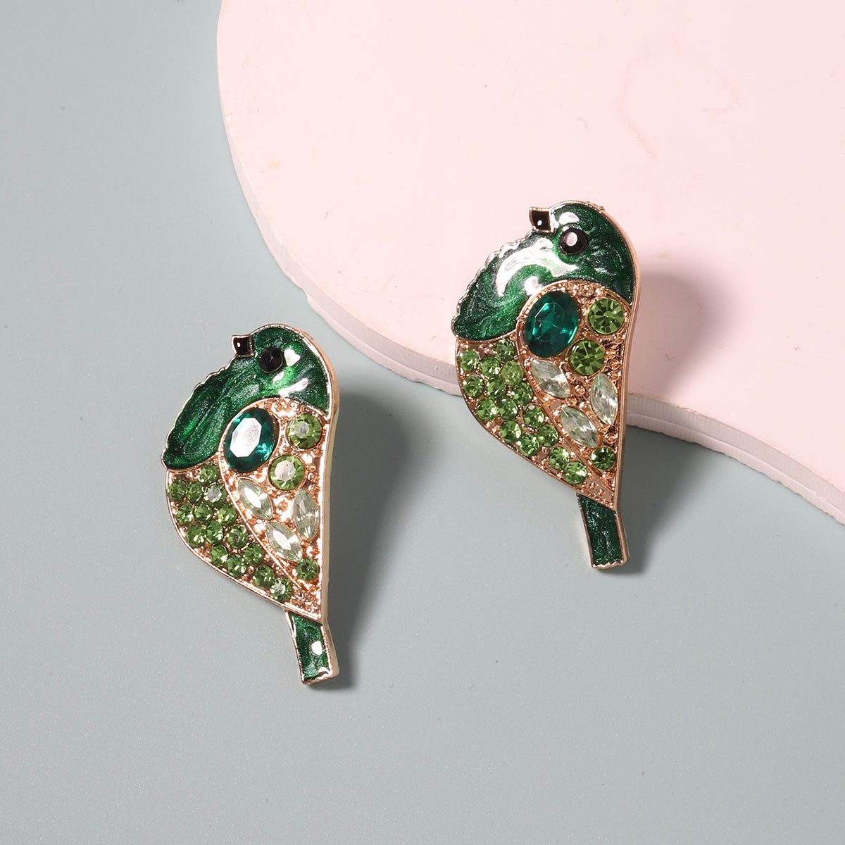 Creative And Cute Rhinestone-Embellished Bird Earrings With Imitation Pearls For Women