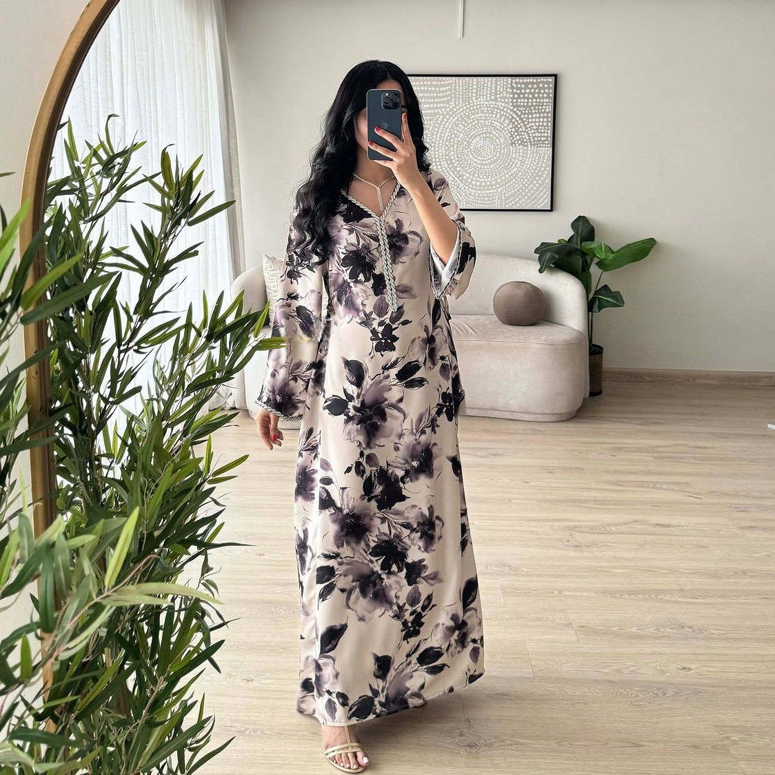 Muslim Arabic Dubai Printed Robe