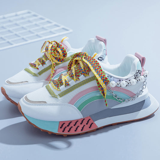 Shiny Chunky Soled Sneakerscasual FashionableAnd On Trend