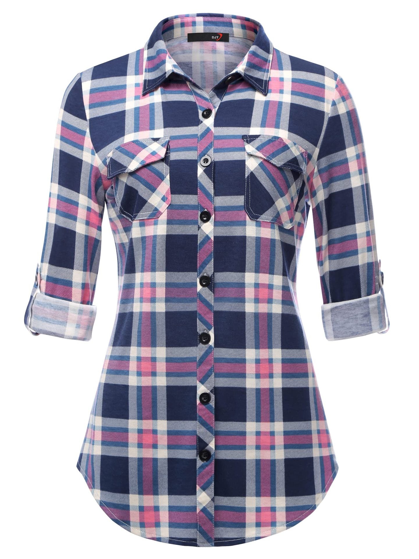 Plaid Pouch Button Cuff Comfort And Casual Printed Women's Shirt