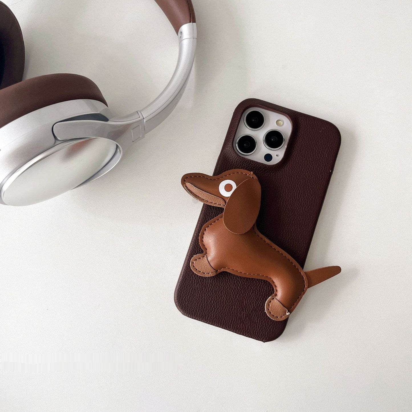 Creative Three-dimensional Leather Sausage Dog Phone Case