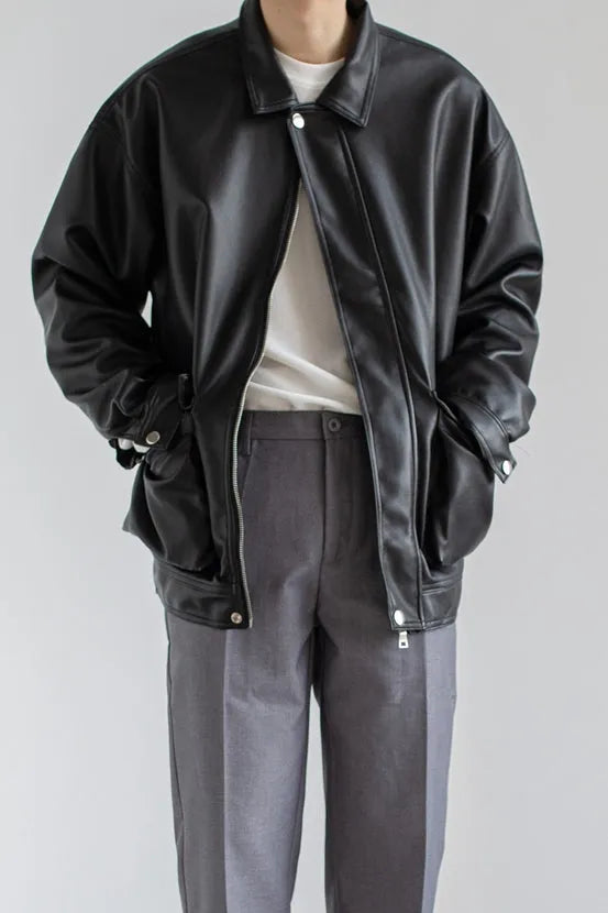 Black Chic Leather Men's Trendy Jacket Jacket