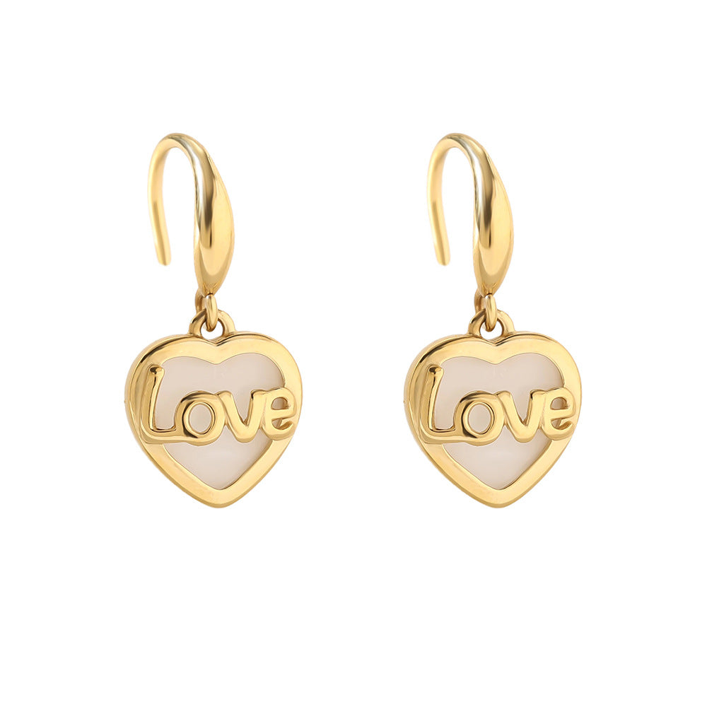 Love Simple Stainless Steel Pendant Earrings