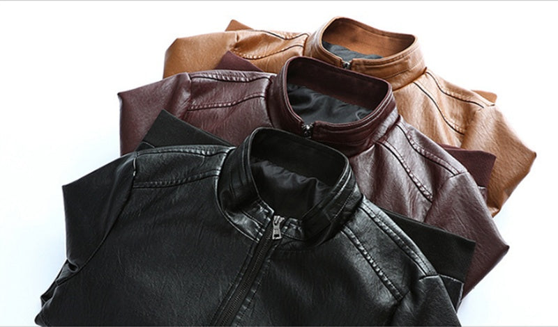 Spring And Autumn New Men's Washed PU Leather Jacket