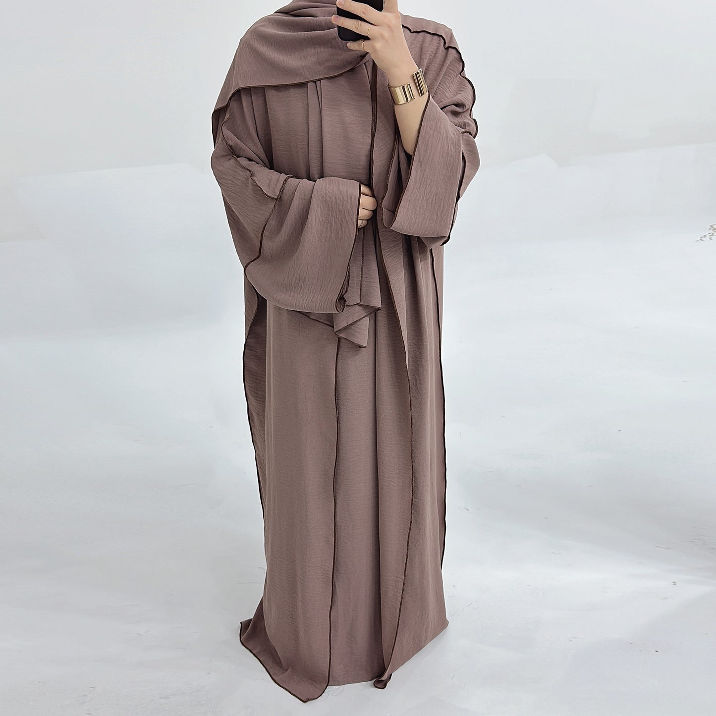 Dubai Solid Color Hook Cardigan Gown