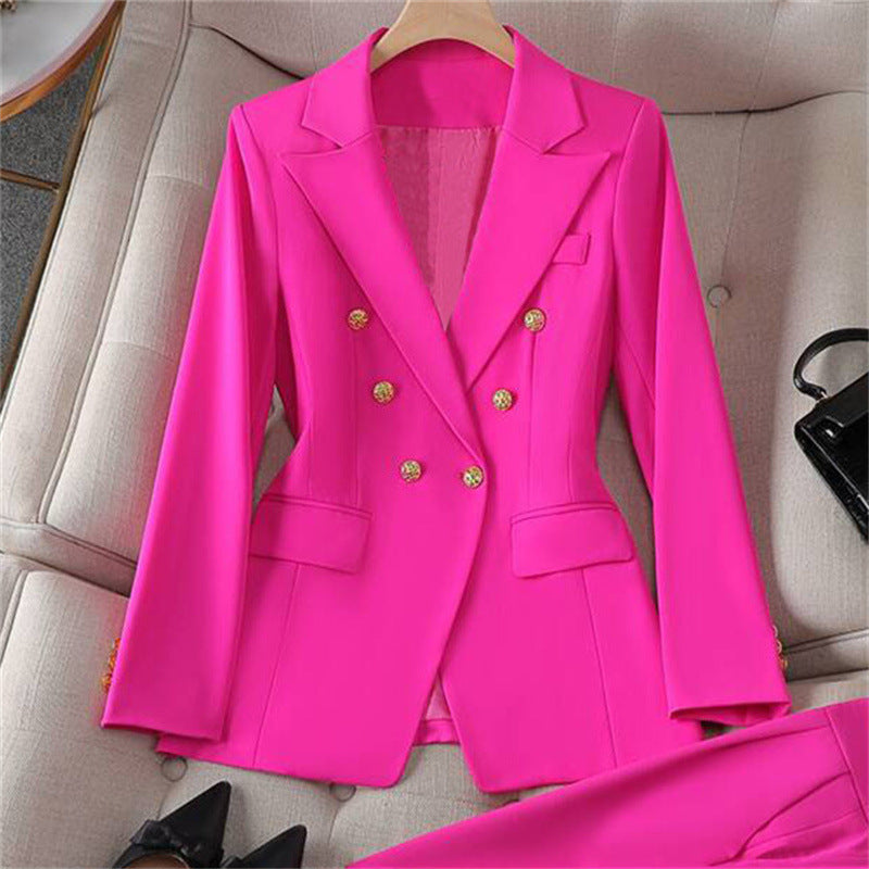 Small-sized Retro Suit Jacket Slim-fit Fashion Women's Casual Design Top Suit Jacket Set