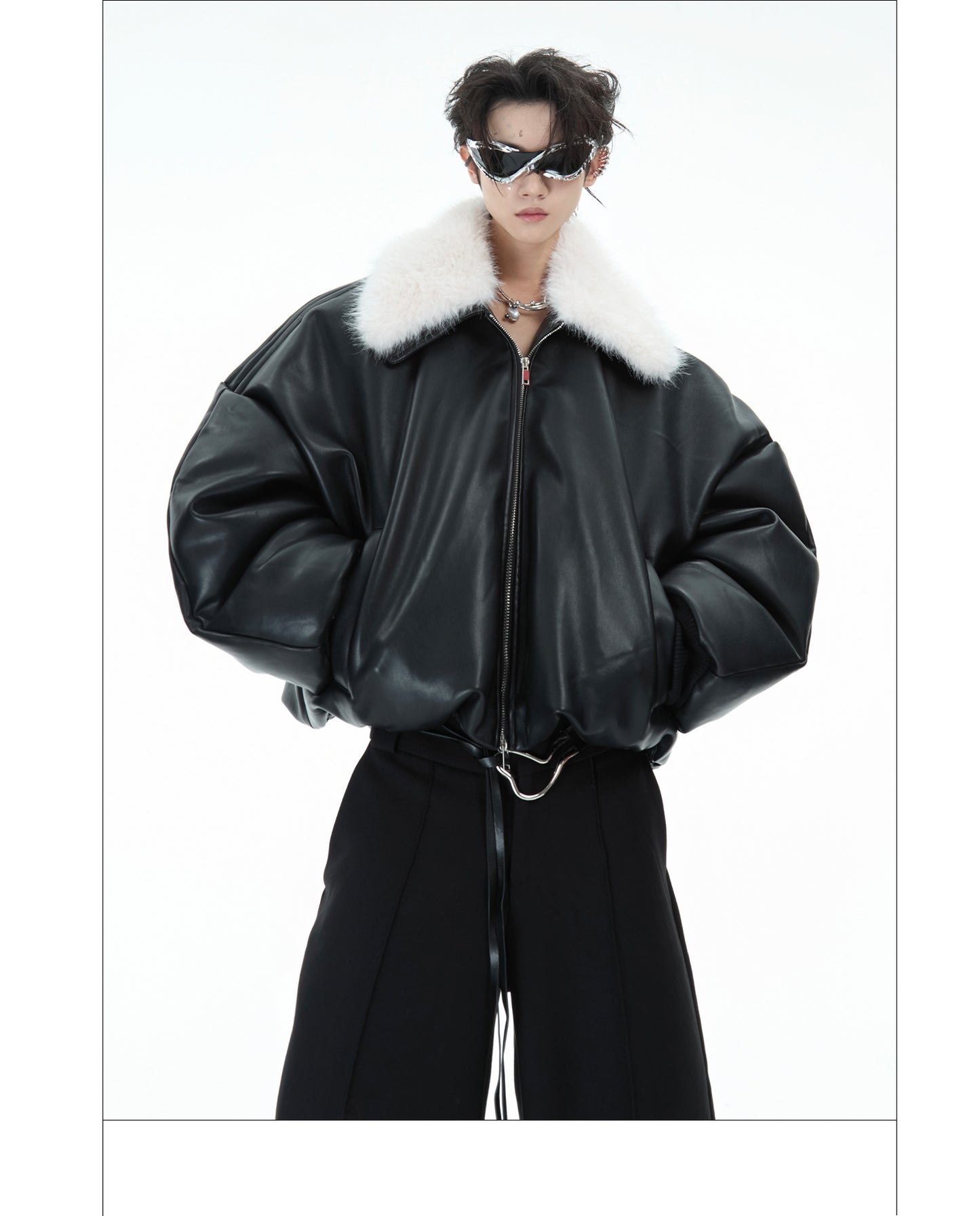 Recycled Niche Fur Collar Jacket Cotton-padded Jacket Leather Coat