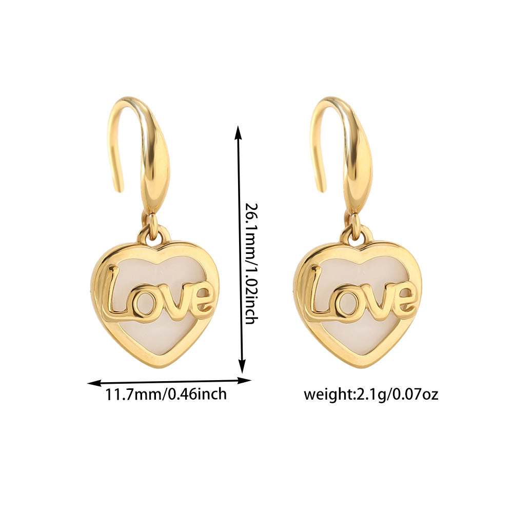 Love Simple Stainless Steel Pendant Earrings