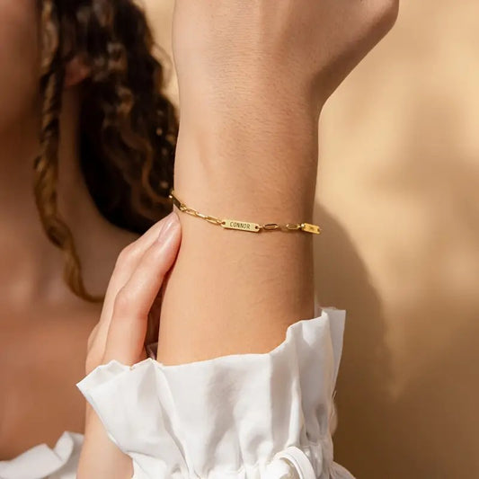 Personalized Letter Name Bracelet Stainless Steel Bangle With Customizable Names