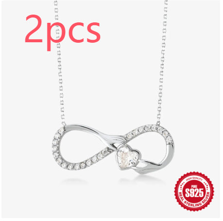 S925 Sterling Silver Palm Heart-shaped Diamond Eight-word