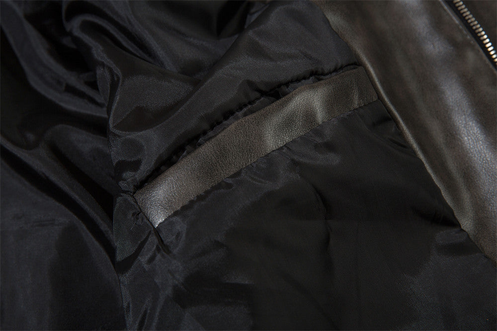 American-style Old Embroidery Letters Loose Leather Coat Men