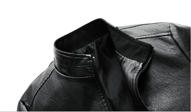 Spring And Autumn New Men's Washed PU Leather Jacket