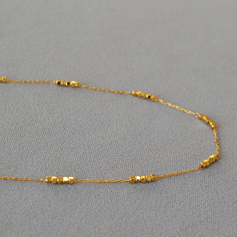 Niche Handcrafted Short And Delicate Necklace With Shiny Brass Gold Finish Perfect As A Collarbone Chain