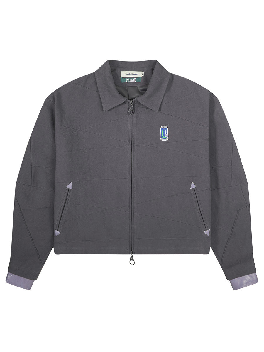 Confused Three-dimensional Line Groove Combined With Patchwork Leather Label Jacket