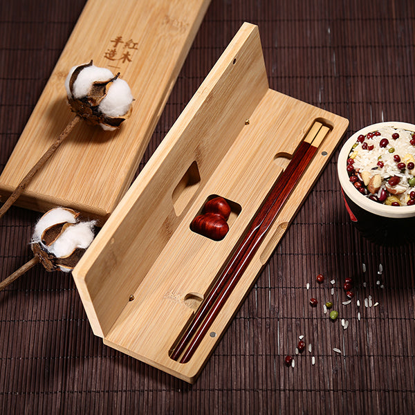 Chinese Mahogany Chopsticks Lettering Solid Wood Box Set Gift Chopsticks Custom Gift Box Wedding Lettering Public Chopsticks Birthday Gift
