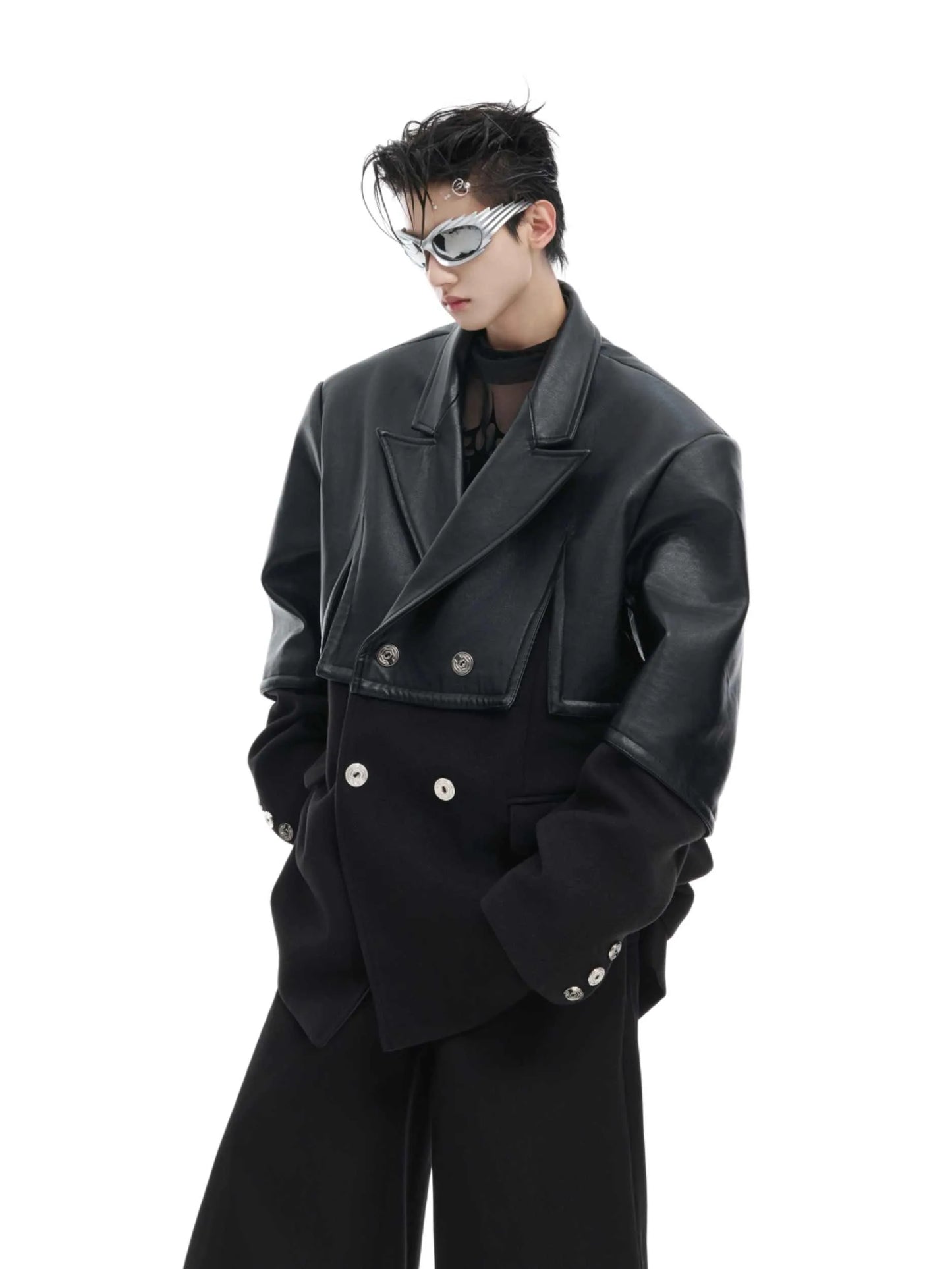 Stitching Design Leather Suit Jacket