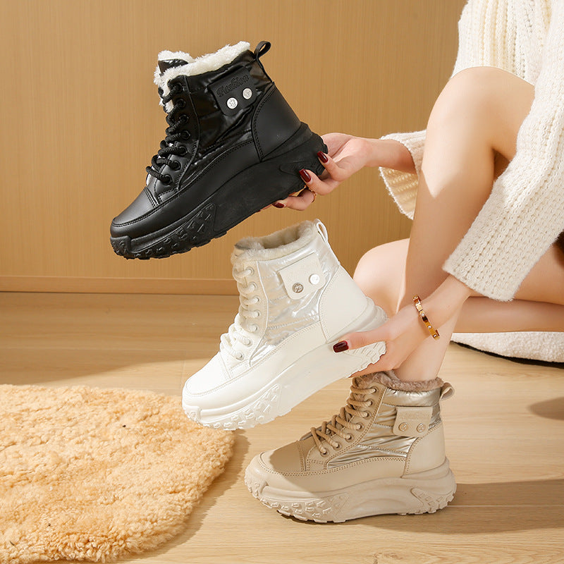 Fleece-lined High-top Windproof Boots Students