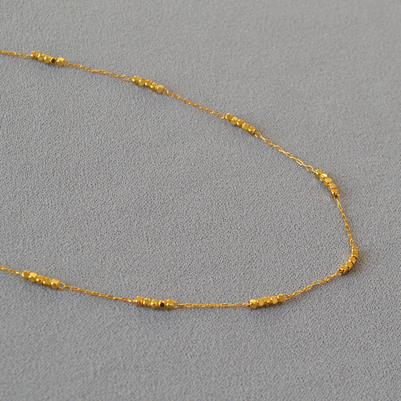 Niche Handcrafted Short And Delicate Necklace With Shiny Brass Gold Finish Perfect As A Collarbone Chain