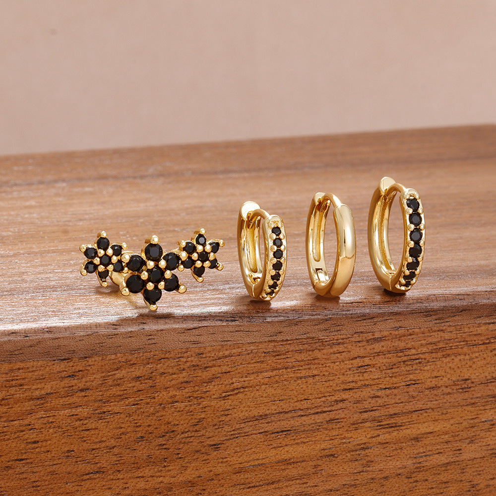 Geometric Six Petal Long Earrings