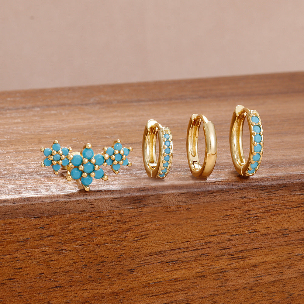 Geometric Six Petal Long Earrings